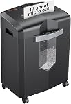 bonsaii 12-Sheet Micro Cut Shredders for Home Office, 60 Minute P-4 Security Level Paper Shredder for CD, Credit Card, Mails, Staple, Clip, with Jam-Proof System & 4.2 Gal Pullout Bin C266-B