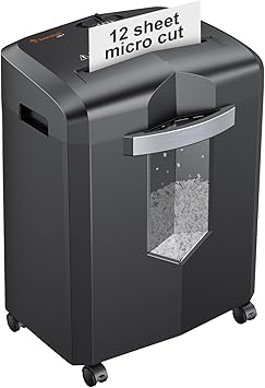 Bonsaii 12-Sheet Micro Cut Shredders for Home Office, 60 Minute