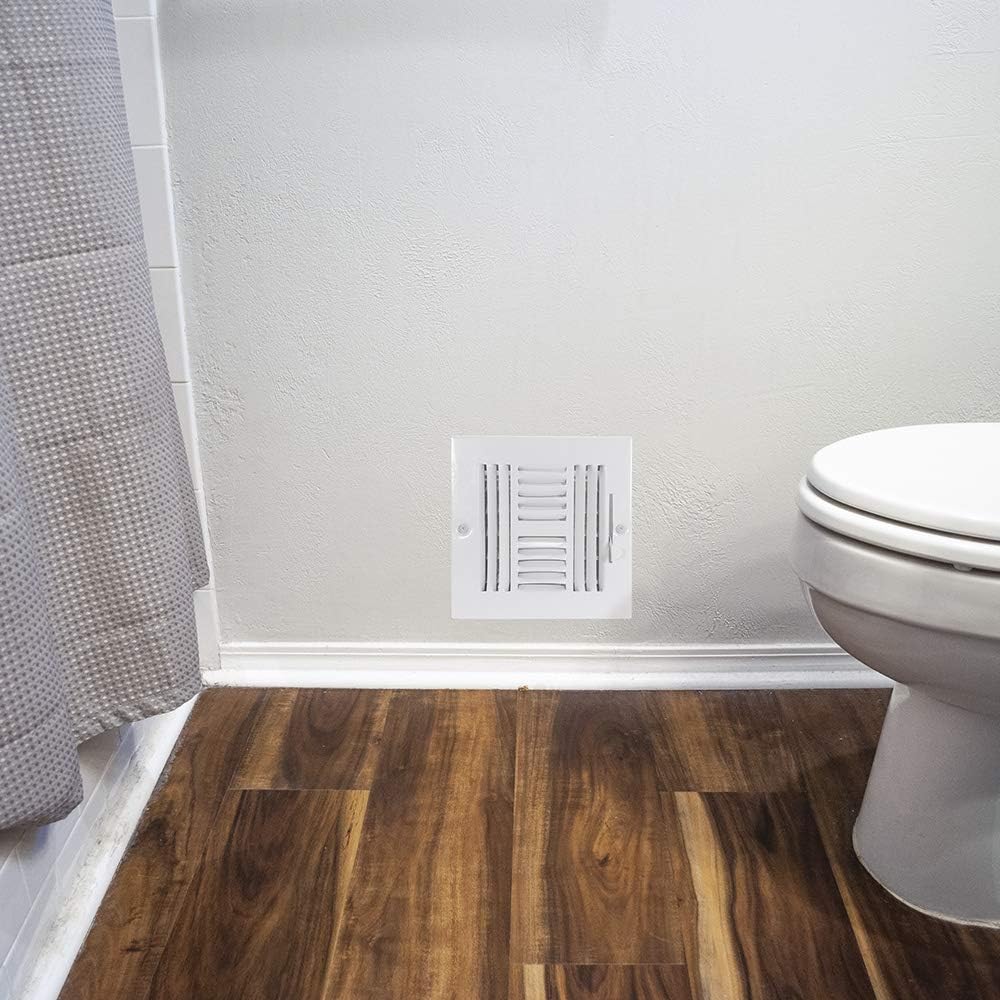 EZ-FLO 8 x 8 Inch (Duct Opening) White Air Vent Cover for Wall or Ceiling, Four-Way Ventilation Register, Solid Steel HVAC Cover, 61618