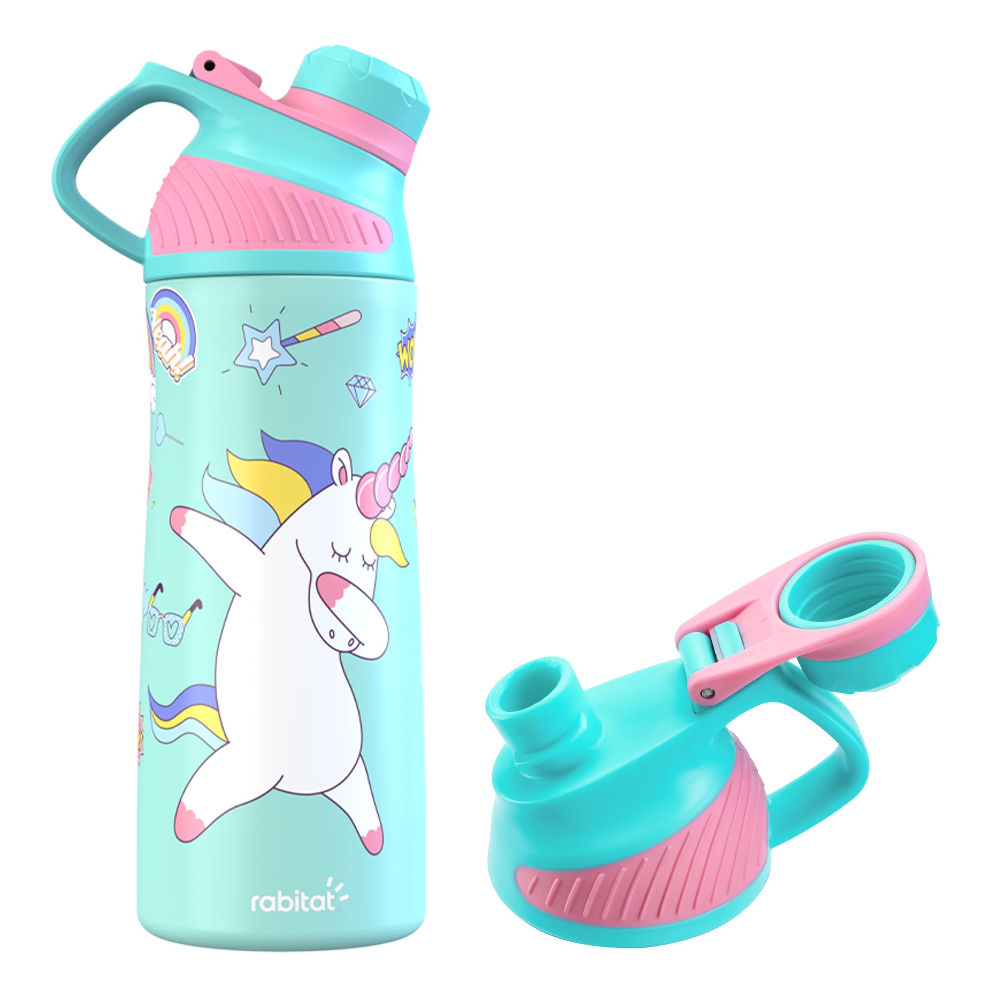 Rabitat ZYLO 550ml Kids Water Bottle for School | 2-Year Brand Warranty | Magnetic Flip Cap, Leakproof | Triple Insulated Stainless Steel Thermosteel Flask | 24 Hrs Hot & Cold | Sizzle
