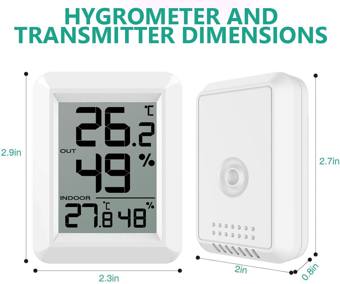 ORIA Termometro Igrometro Digitale Interno Esterno, Misuratore di Umidità e Temperatura Wireless, Termoigrometro Professionale con Sensore, 100m Range, 60S Auto Refresh per Casa, Ufficio, Serra