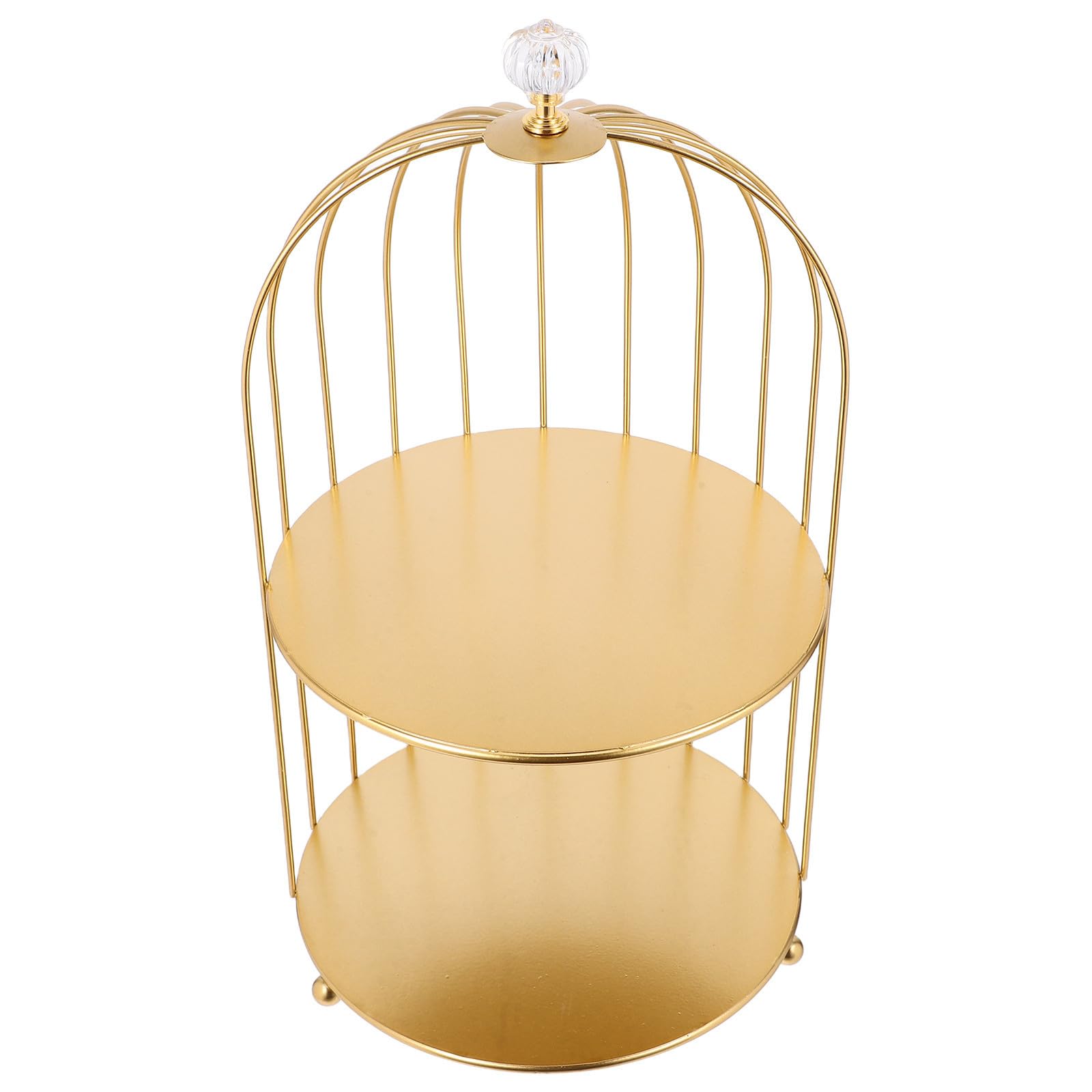 Présentoir à gâteaux en fer doré cage à oiseaux 2 niveaux support dessert buffet de mariage