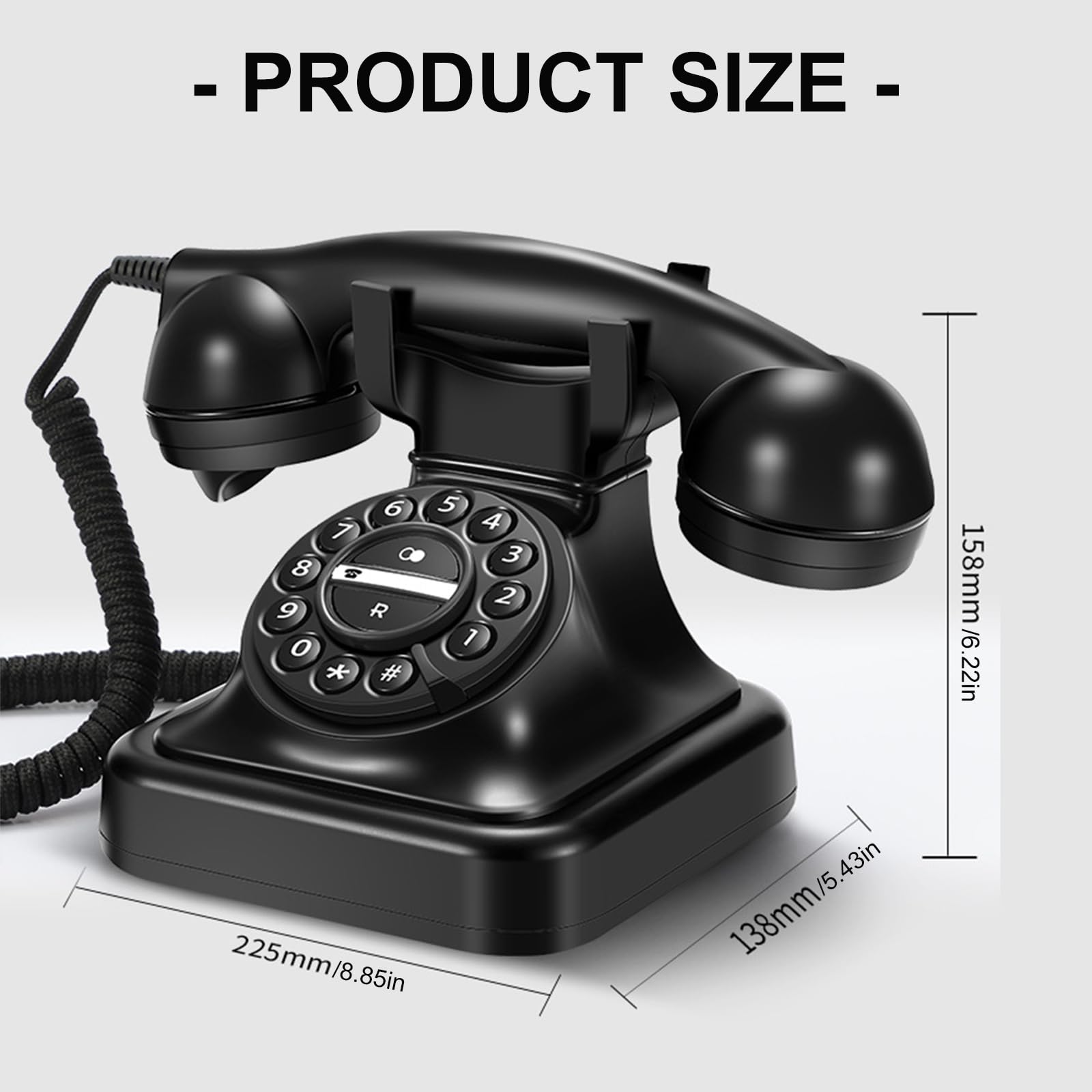 Diseño de teléfono fijo con cable, función de remarcación automática, conectores en conectores, compatibles con teléfonos de marcación de líneas estándar