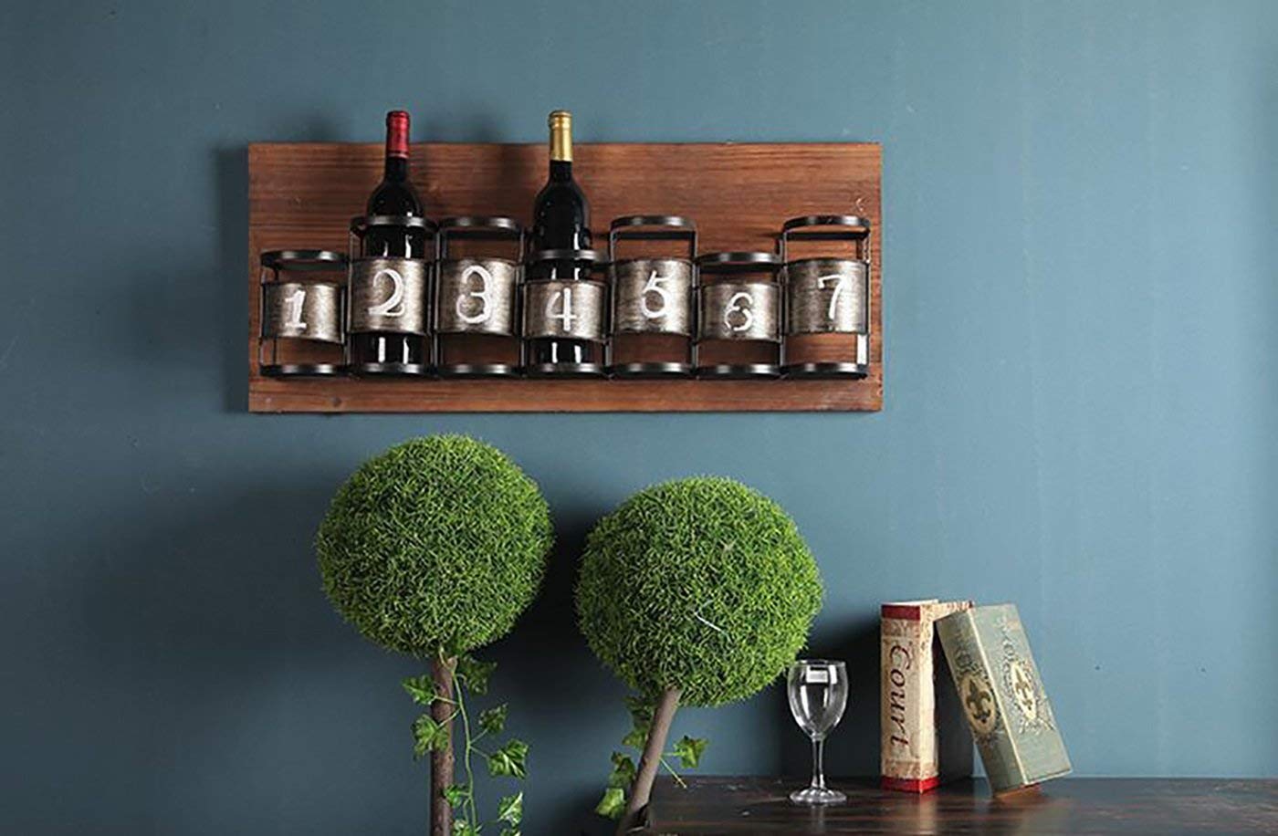 Étagère murale en bois massif MU 1# pour bouteilles de vin et décoration maison