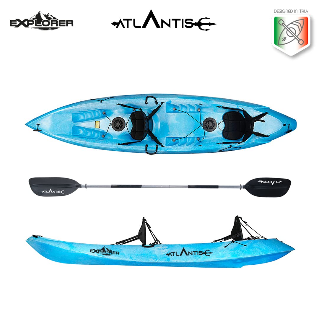 Kayak - canoa 2 posti Atlantis EXPLORER cm 374 azzurro/bianco 2 pagaie - 2 seggiolini