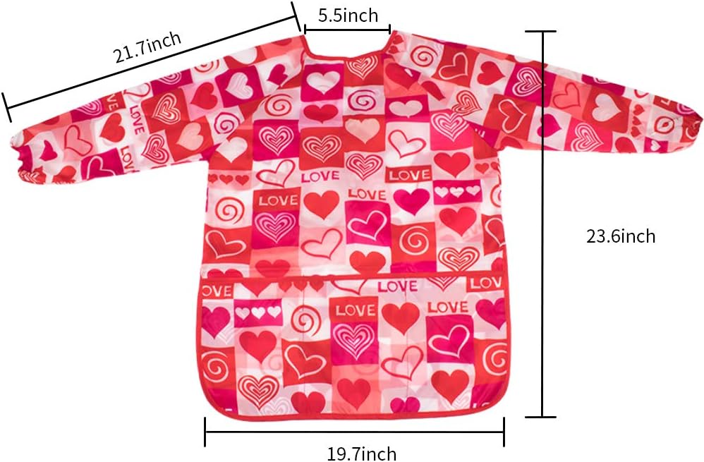 Bundle of 6 Pack Children's Painting Smocks with Long Sleeve and 3 Pockets for Age 3-8 image 2