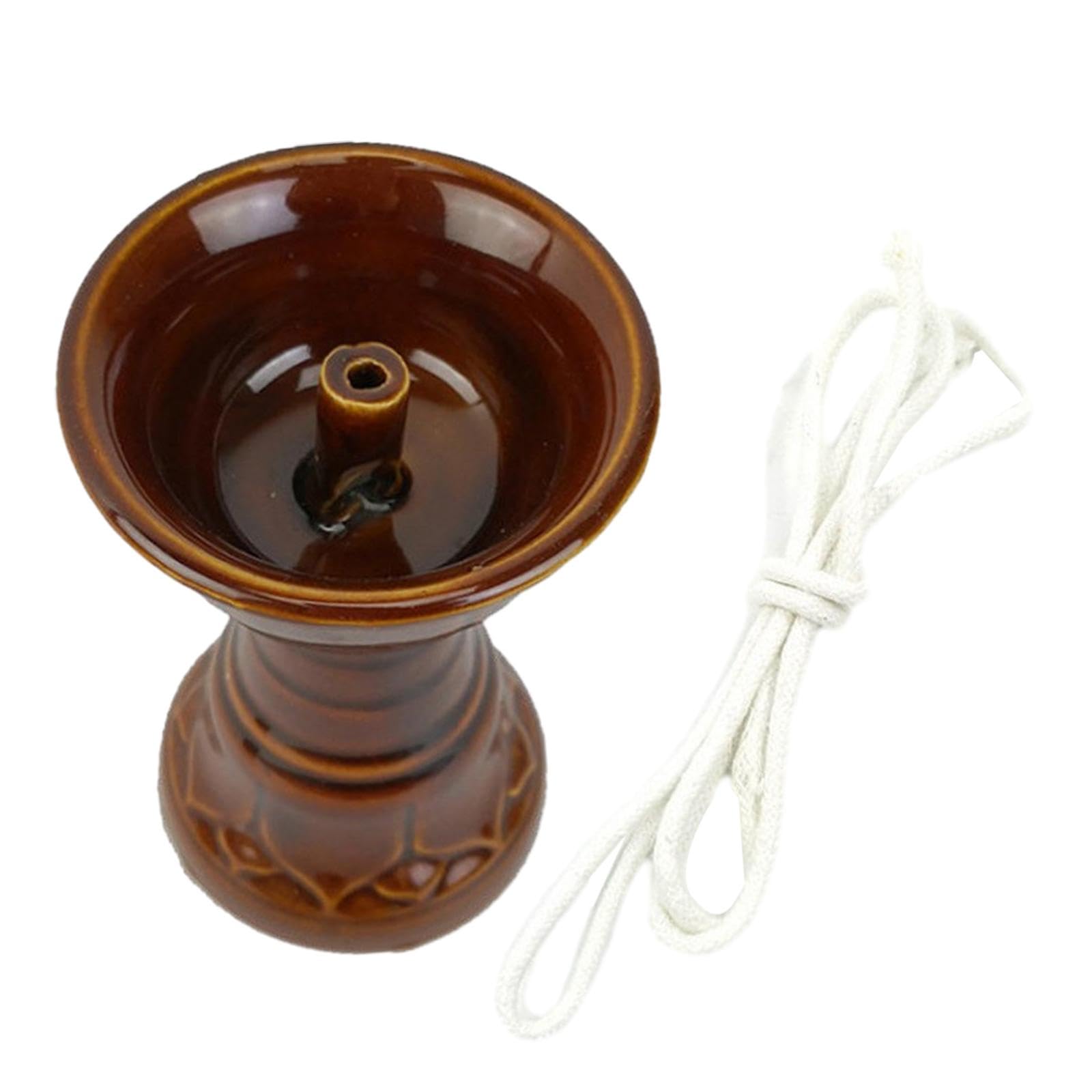 Butter Lamp Holder Altar Decor Refillable Enshrine Supplies with Lamp Wick|Home & Garden | Home Decor| Candle Holders & Accessories|1x Ceramic oil lamp holder-image-25