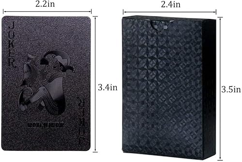 Miniatura 6 de Joyoldelf - Juego de cartas de póquer de aluminio negro baraja impermeable con caja de regalo uso para fiestas y juegos Black, Black-colorful,