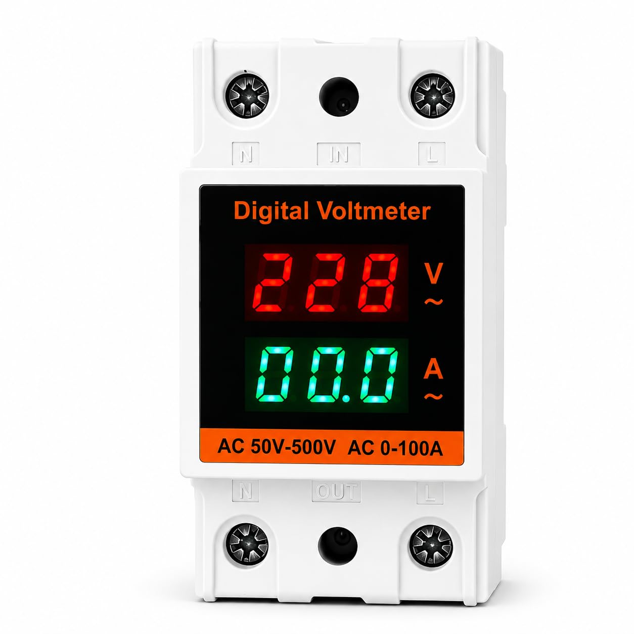 Triand Digital Voltmeter Ammeter, DIN Rail Mounting, AC 50V-500V, 0-100A, Dual Display with Voltage and Current Meter-image-32