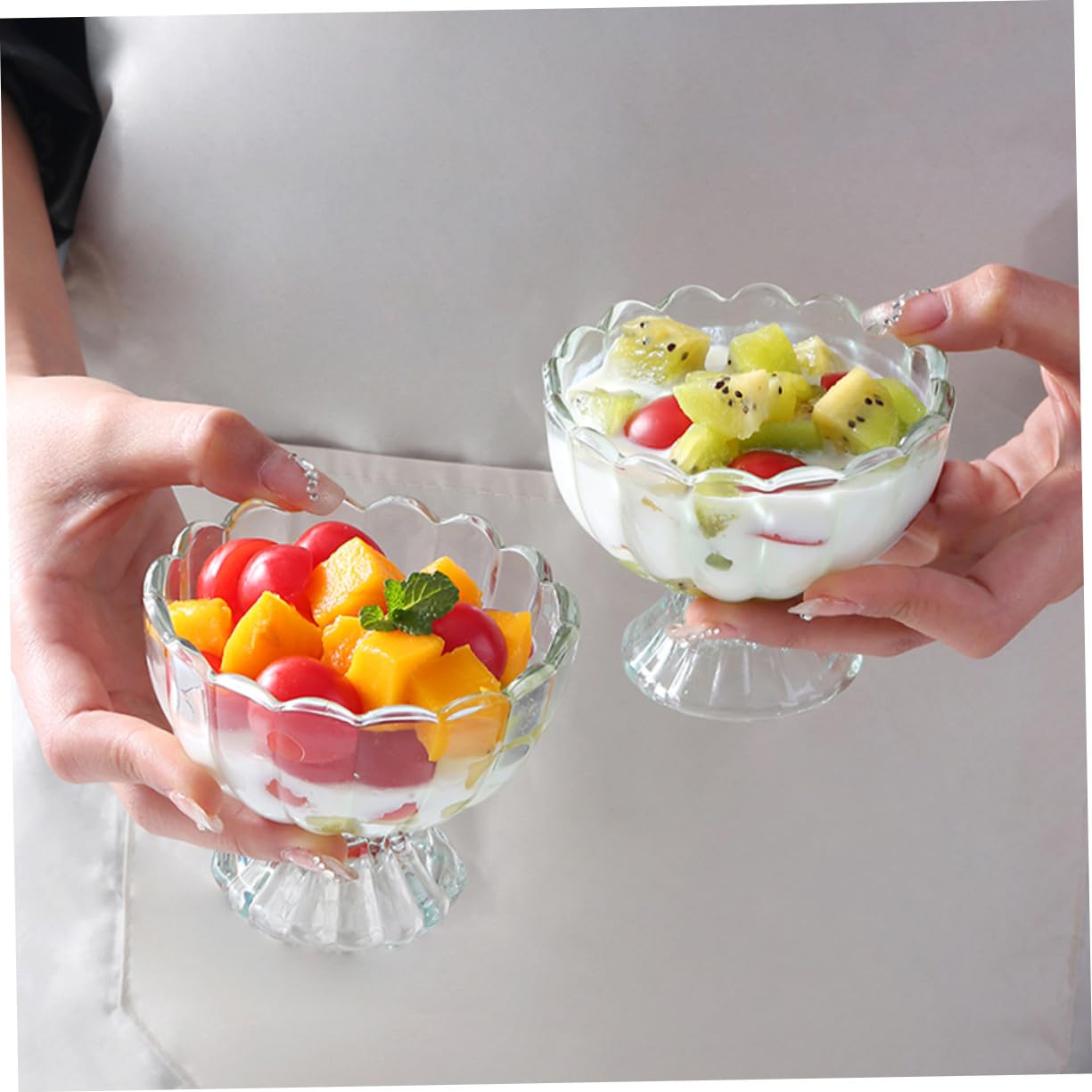 Cabilock Coppe Gelato Vetro 150ml, 6 Pezzi, Tazza Dessert a Tulipano | Atmosfera Estiva, Bicchieri da Dessert Trasparenti, Facili da Pulire e Salvaspazio per Piccole Cucine