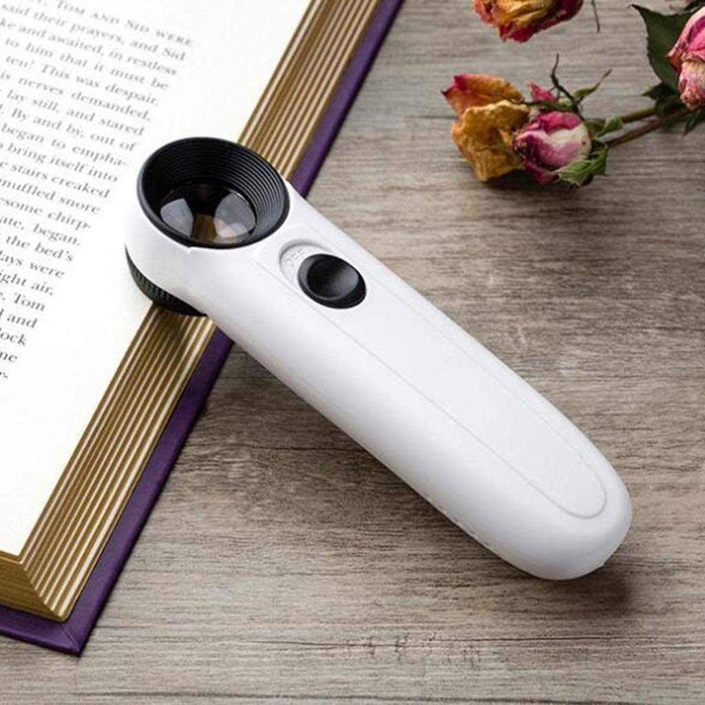 Lupas educativas para Pasatiempos, Lupa de Mano con luz LED, Lectura de 40 Veces, identificación del Anciano de los niños, Lupa de Jade Antigua
