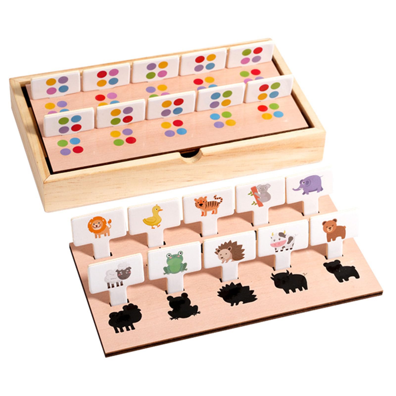Scatola di Logica in Legno, Gioco di Abbinamento Ombre degli Animali