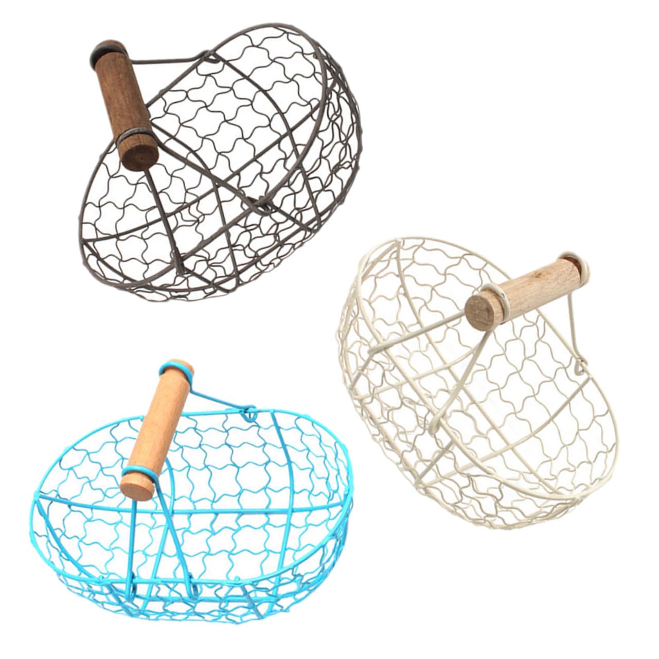 Cesta de hierro forjado organizadora para cocina rústica, despensa y gallineros