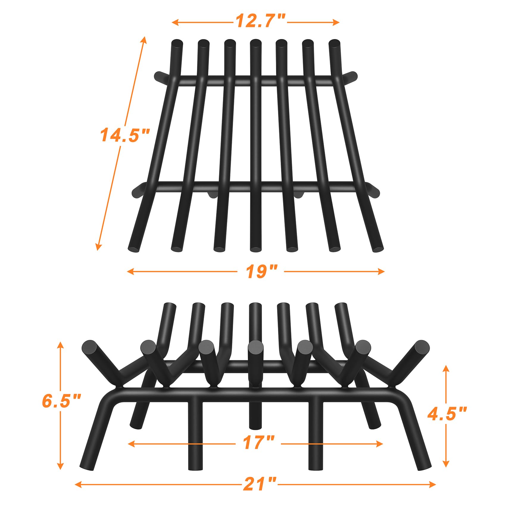 Jusgym Griglia per caminetto da 53,3 cm, con 7 gambe di supporto, rotonda, in acciaio massiccio resistente, per caminetto interno e braciere esterno