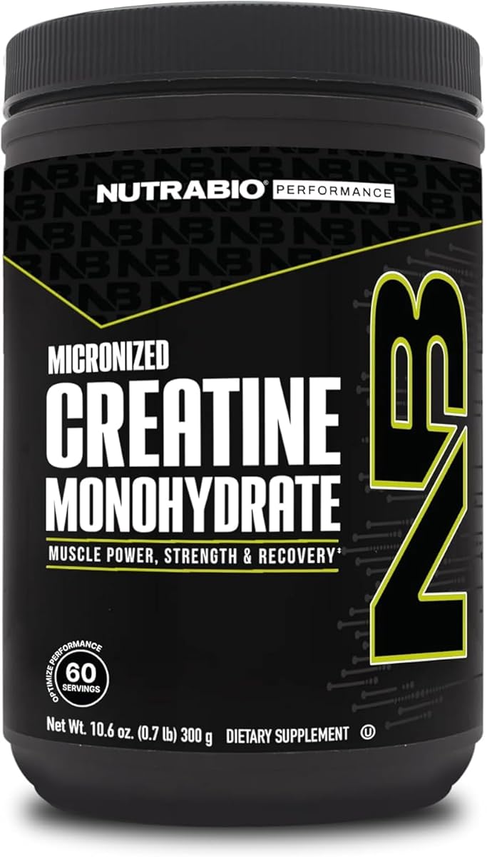 NutraBio Pure Micronized Creatine Monohydrate Powder Supplement, Unflavored, (300 g) - Supports Bulk Muscle Energy, Recovery, and Strength - HPLC Tested Creatine Powder Supplement for Men and Women