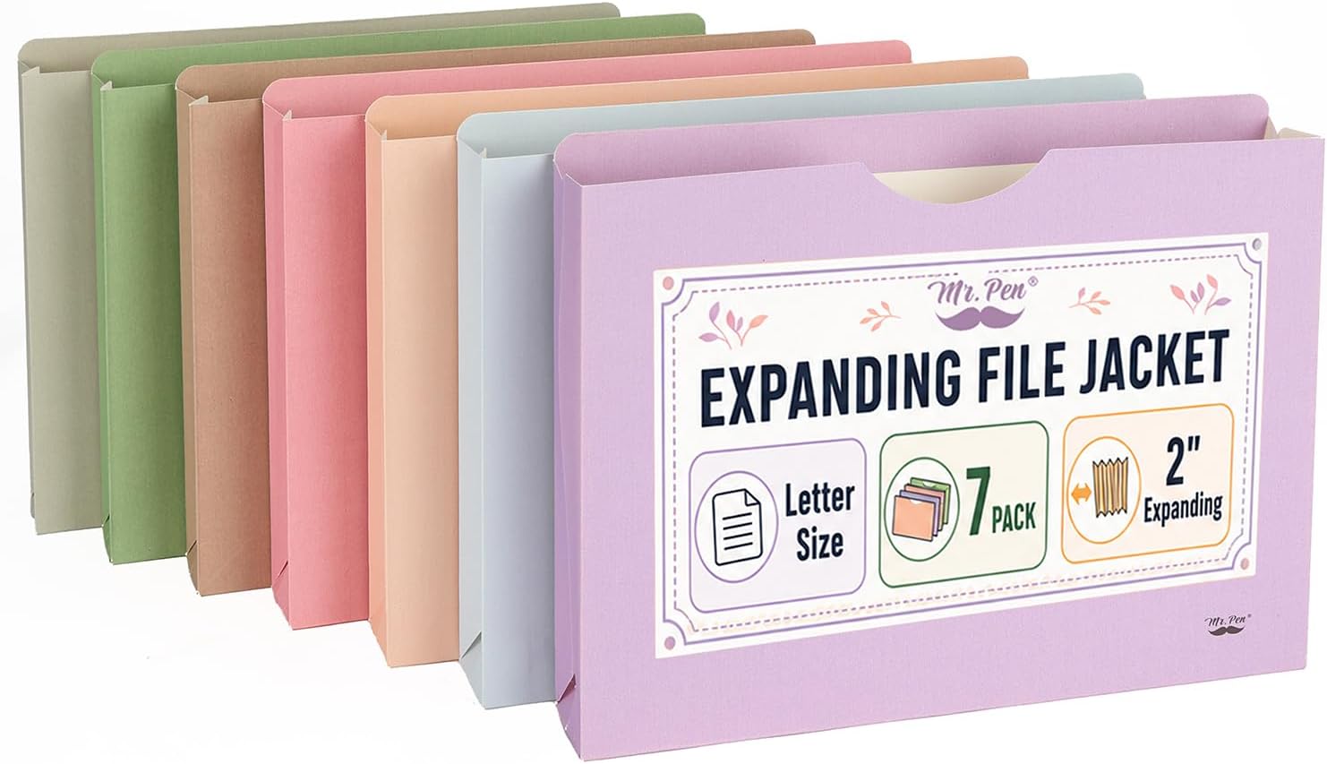 Mr. Pen- Expanding File Jacket, Letter Size, 7 pcs