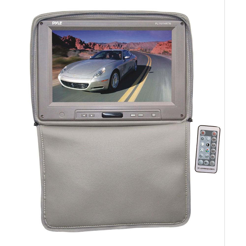 Pyle PL1101HRTN Adjustable Headrests w/ Built-In 11'' TFT/LCD Monitor W/IR Transmitter & Cover (Tan)