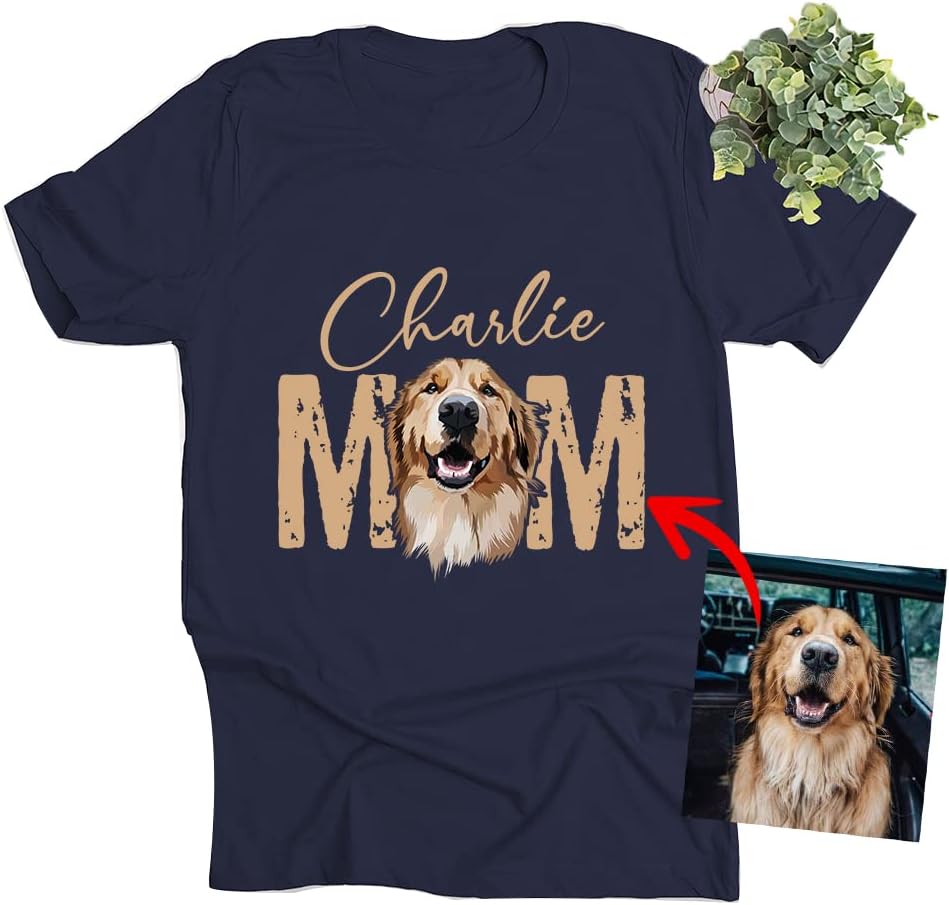 Pawarts Custom Dog Tshirts for Women - Personalized Mothers Day Dog Mom Gifts for Women Birthday