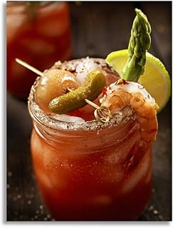 Bathroom Wall Art Decor Bathroom Pictures for Wall Artwork Shrimp Bloody Mary Caesar Cocktail Framed Canvas Wall Art for Bedroom Dining Room Farmhouse 16"x20"