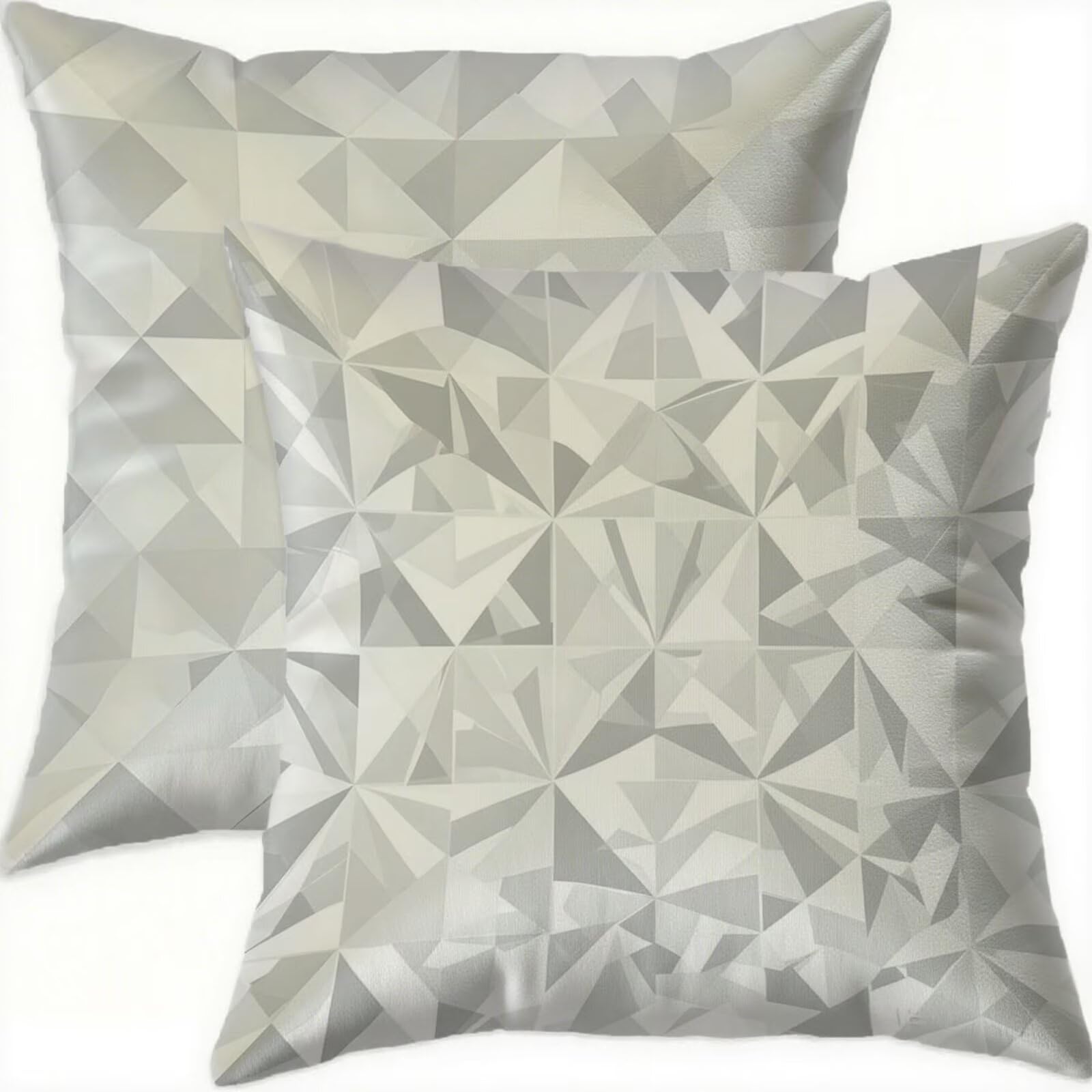 Housse coussin 75x75cm lot de 2 coussins décoratifs motif géométrique gris velours canapé