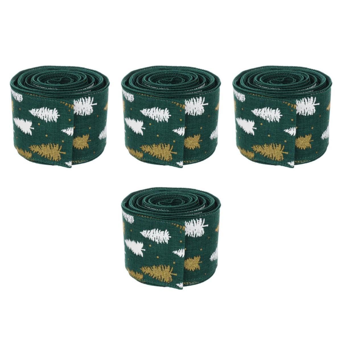 Toyvian 4 Rollen Weihnachtsband Grün aus Polyester für Selbstgemacht