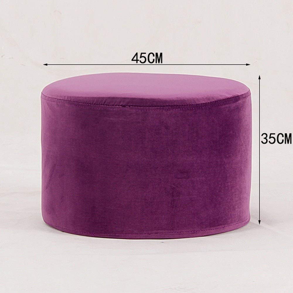 Reposapiés tapizado Taburete de pie Redondo Puf Tapizado Sofá Suave Taburete Otomano Asiento de pudín Lavable Portátil Niños Madera Maciza Cambio de Zapatos Banco para Sala de Esta