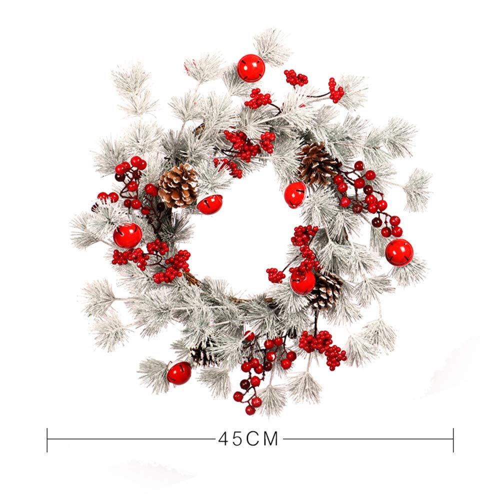 Guirlande De Noël Ruban Décorations Pleine Récolte De Cerises Feuilles Blanches Remise sur Le Mur Décor À La Maison 45cm