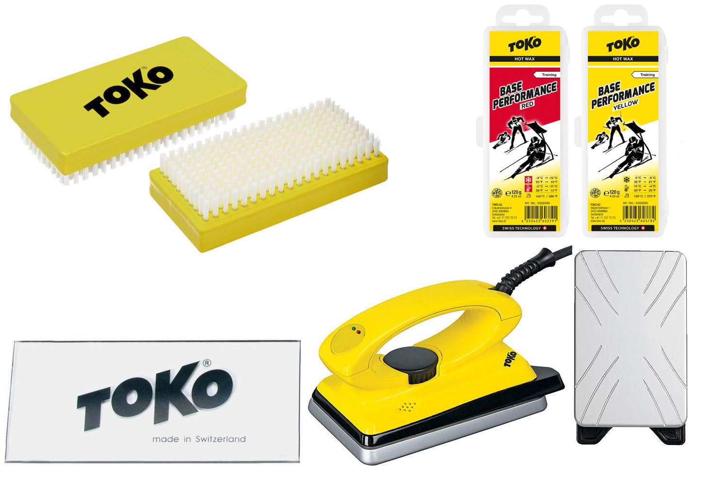 Generisch Skiwachs Set Toko 5-teilig mit Wax-Bügeleisen - für Alpin + Nordic + Board