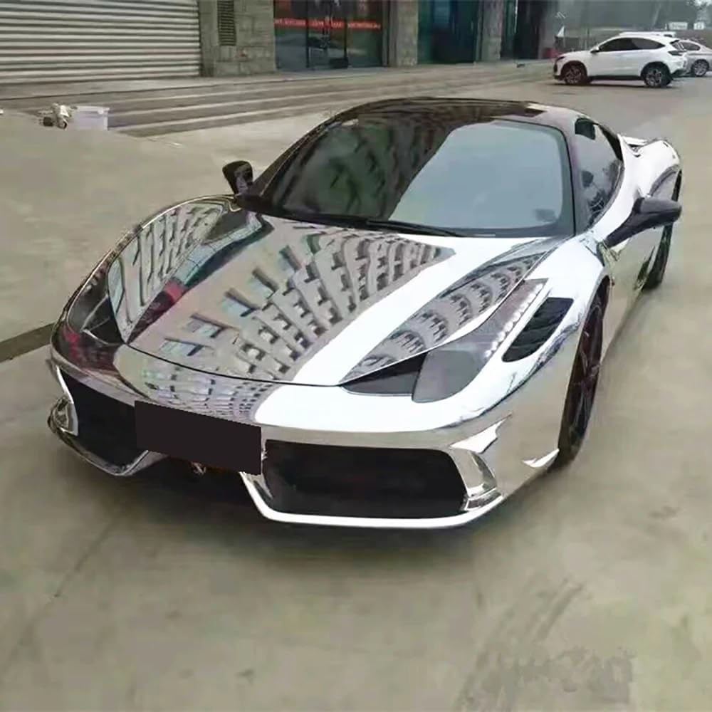 LZLRUN 1FT x 5FT Chrome Mirror Vinyl Wrap Adhesive Car Sticker Decal Film (Silver, 1FT x 10FT)