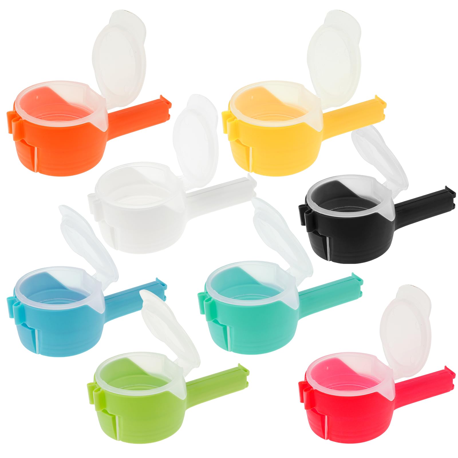 4Pcs Food Storage Sealing Clips with Pour Spouts, Reusable Keep Fresh Pour Snack Clips Multipurpose Easy Cleaning Kitchen Chip Sealing Clip, Plastic Cap Sealer for Home Kitchen Organization