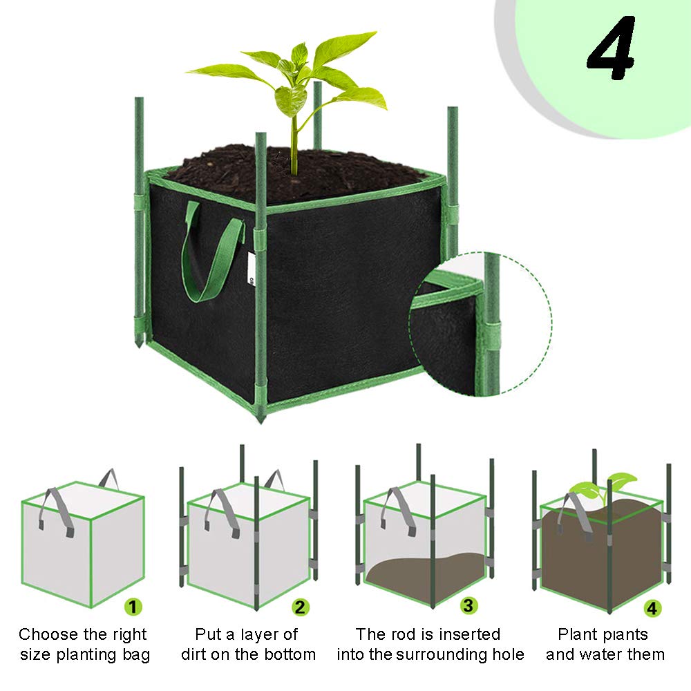 5 Piezas Bolsa de Cultivo Cuadrada, Bolsa de Cultivo de Plantas, Saco Tierra Jardin, Saco de Patatas, Patatas de Siembra Bolsa, Jardineras Exterior Balcon Tomatera Orquidea Interior con Asas(10Galone)