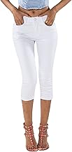 Nina Carter P132 Damen Capri Skinny Fit Jeanshosen HIGH Waist Jeans Used-Look Waschungseffekt