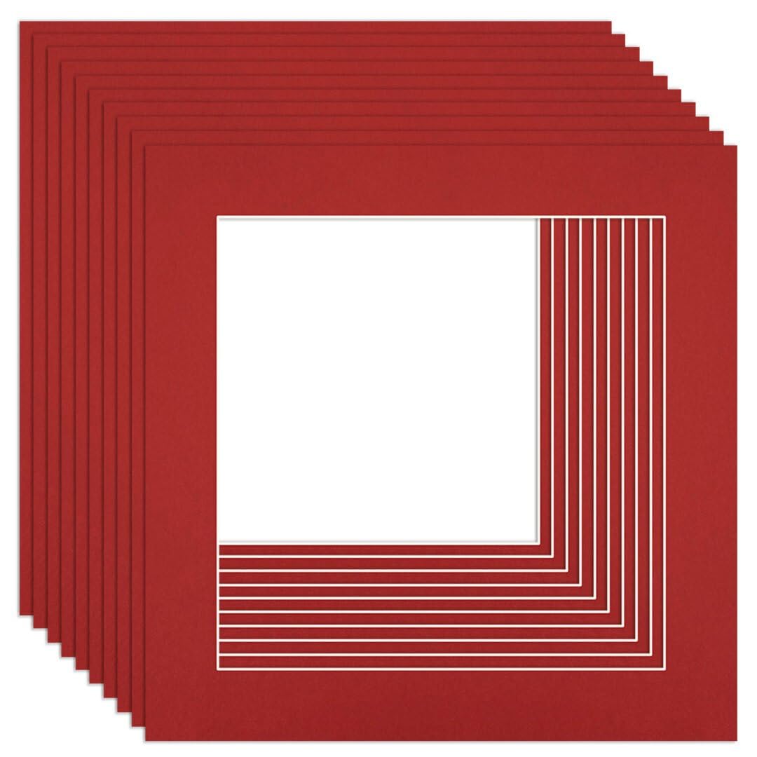 Procut Global 40x40cm Crimson Picture Mounts to Fit 30x30cm Aperture - Precision Cut Cardboard Photo Mount - Ideal for Frames, Prints, Artwork & Certificates - Sizes & Colours Available - 10 Pack