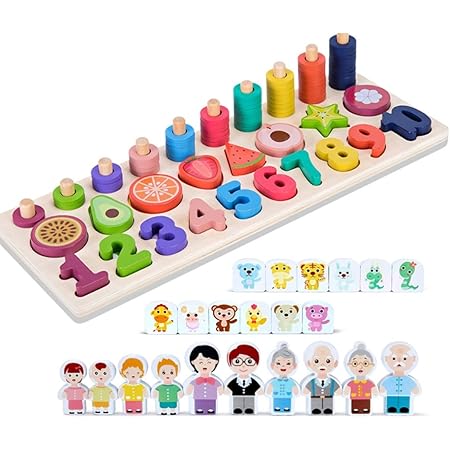 Amazon 数字 知育 モンテッソーリ教育 小学生 幼稚園 教具 知育玩具 男の子 女の子 誕生日プレゼント 入園祝い 出産祝い リング遊び 数字パズル 形状認識 早期知力開発 教具 カタチ認識 学習玩具 指先訓練 おもちゃ おもちゃ