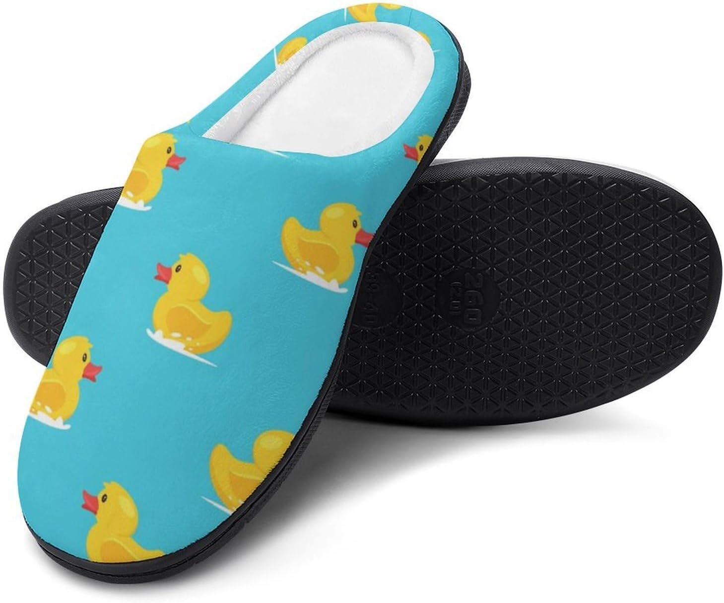 Yellow Rubber Duck Women's House Slippers Memory Foam Warm Shoes Spa Rubber Sole Indoor Outdoor