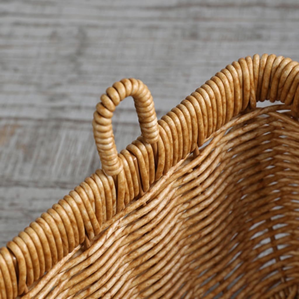 Woven Kitchen Storage Basket Wall Hanging Organizer for Vegetables, Garlic, Ginger, Breathable Wicker Container for Pantry, Cabinet, or Wall Mount, Farmhouse Style