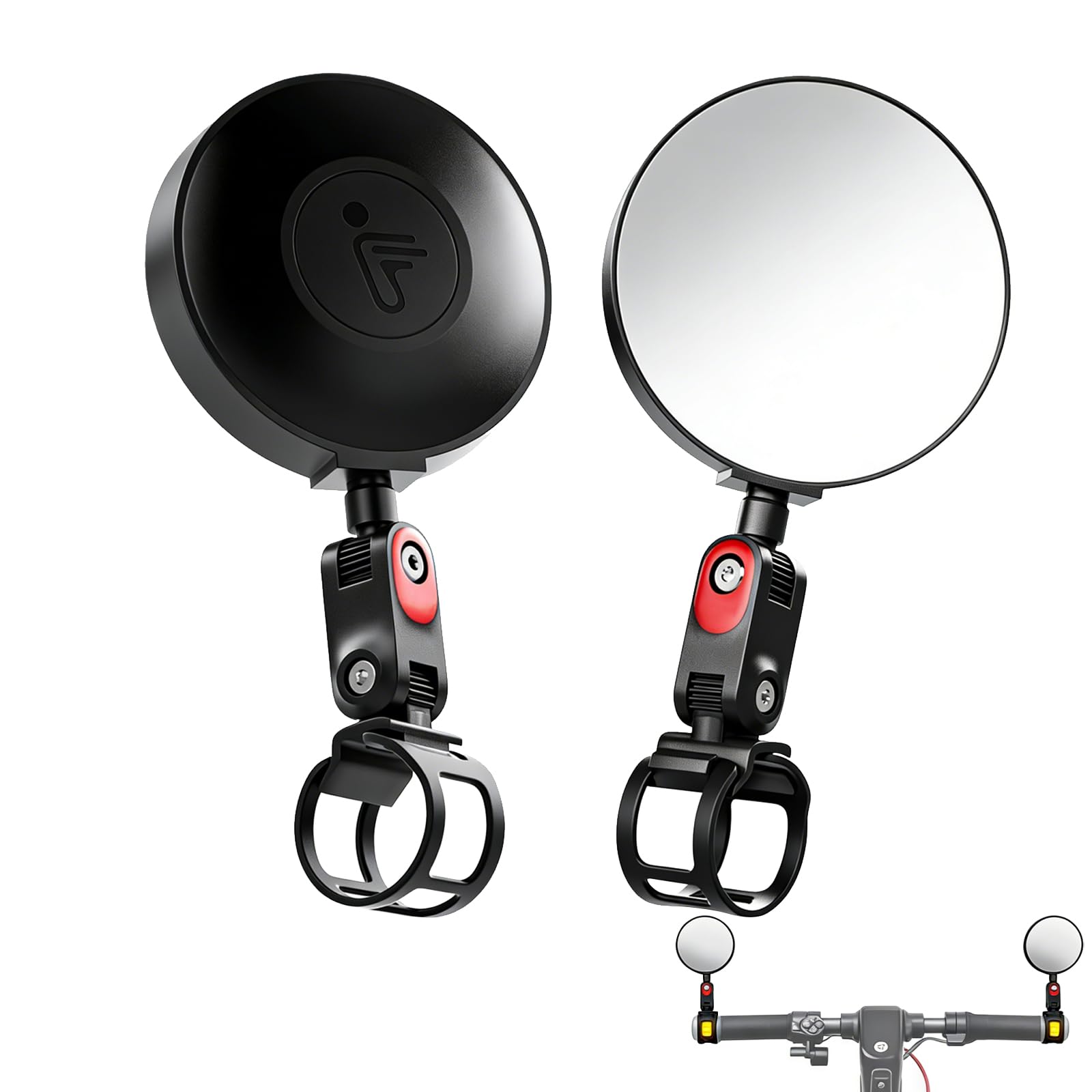 2 Pezzi Specchietto Bici, Specchietto Retrovisore per Bicicletta Regolabile 360° e Pieghevole 180° HD Convesso Accessori Monopattino Elettrico per Ninebot ZT3 G3 G2 F3 E3