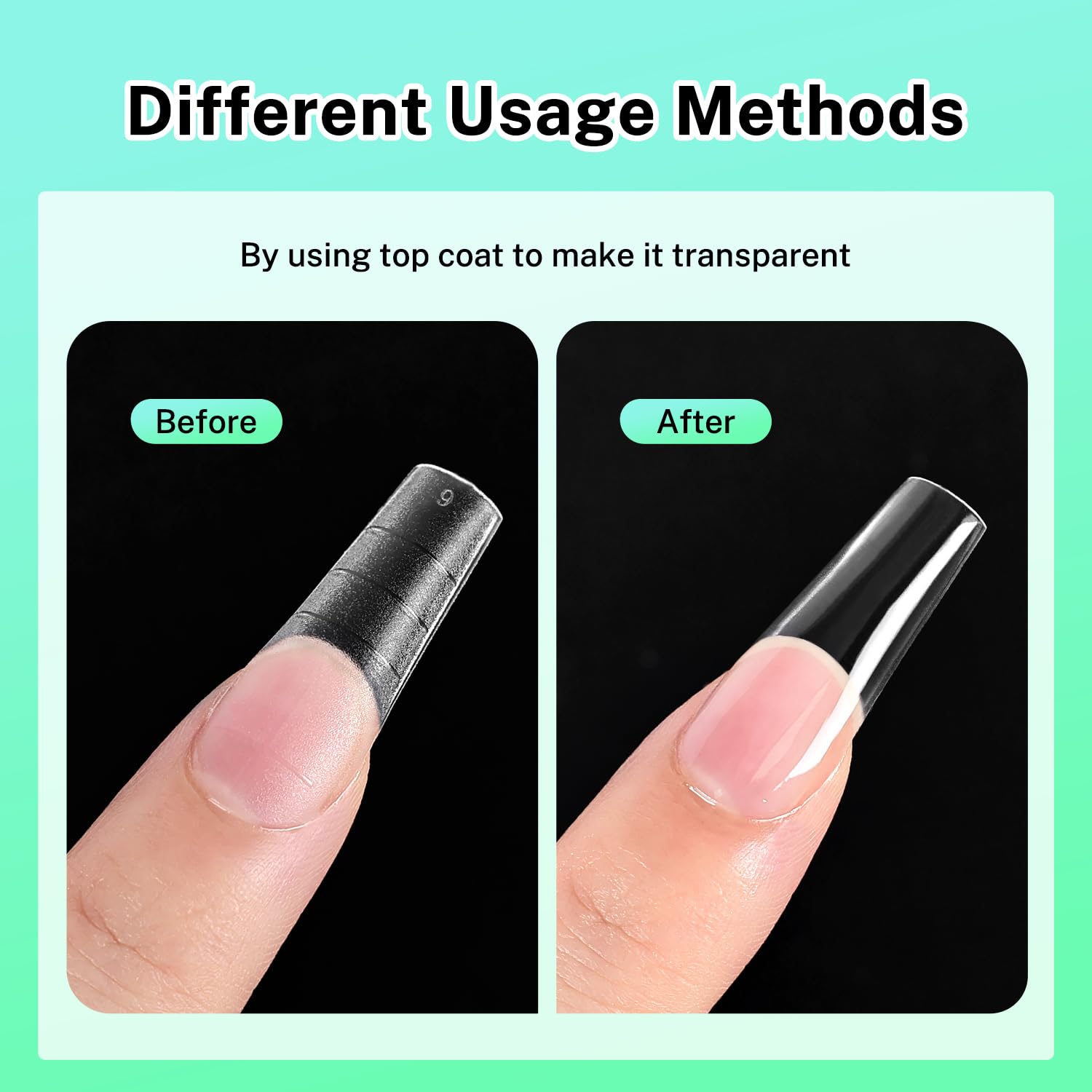 JODSONE Square Nail Tips Full Cover Gel Nails 12 Sizes 360Pcs No Curve Extra Long Straight Curved Fake Tapered for Salon Design DIY at Home - Image 3
