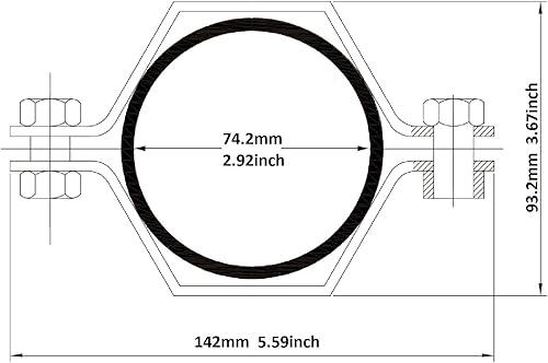 Miniatura 6 de QiiMii Percha de tubo hexagonal SS304 de acero inoxidable de 3 pulgadas con amortiguador, abrazadera de tubo ajustable