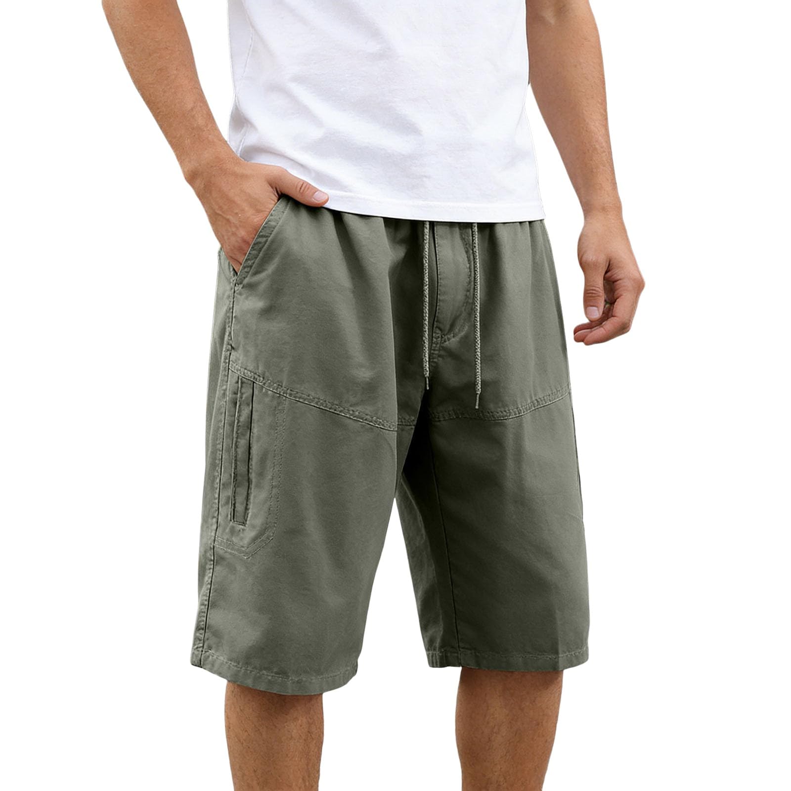 Pantaloncini sportivi da uomo, elasticizzati, taglie grandi, Nero/verde