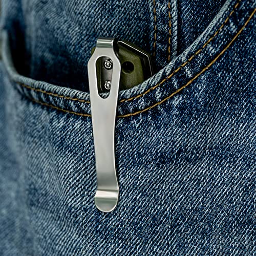 Dispatch 8Cr And Stone Washed Blade Folding Pocket Knife With Stainless Steel Green Two-Color G10 Handle, Button Lock With Clip For Survival, Hunting, Tactical, Outdoor Camping Edc Tool #TOP3