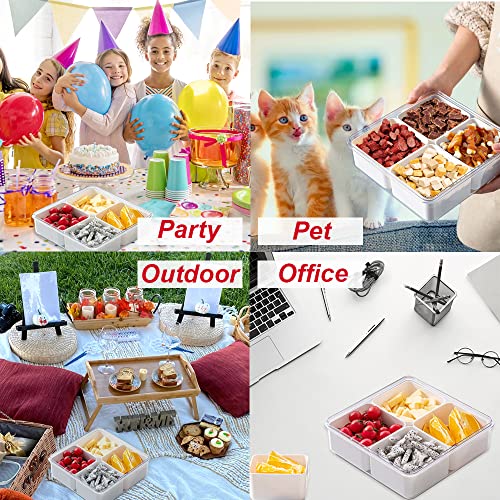 2Pack Serving Trays For Party Divided Veggie Tray With Lid Sealed Sectioned Fruit Snack Serving Platter Vegetable Storage With 4 Compartments Snackle Box Charcuterie Container Fridge Organizer #TOP4