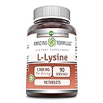 Amazing Formulas L-Lysine 1000mg Amino Acid Tablets Supplement | Non-GMO | Gluten Free | Made in USA (90 Count)