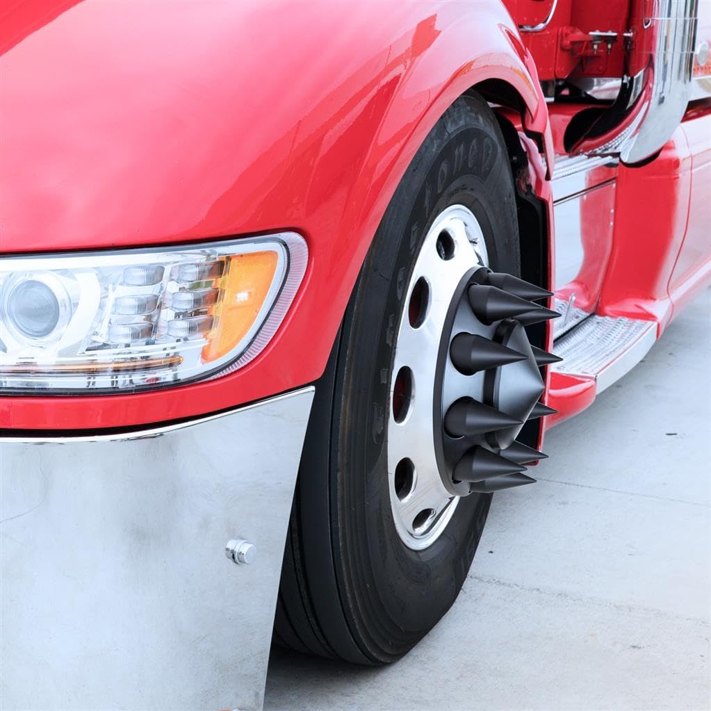 CTW Wheel Lugnut Black Plastic 33mm Thread on Spike Nut Covers Caps, 4 1/8", 60 Pack