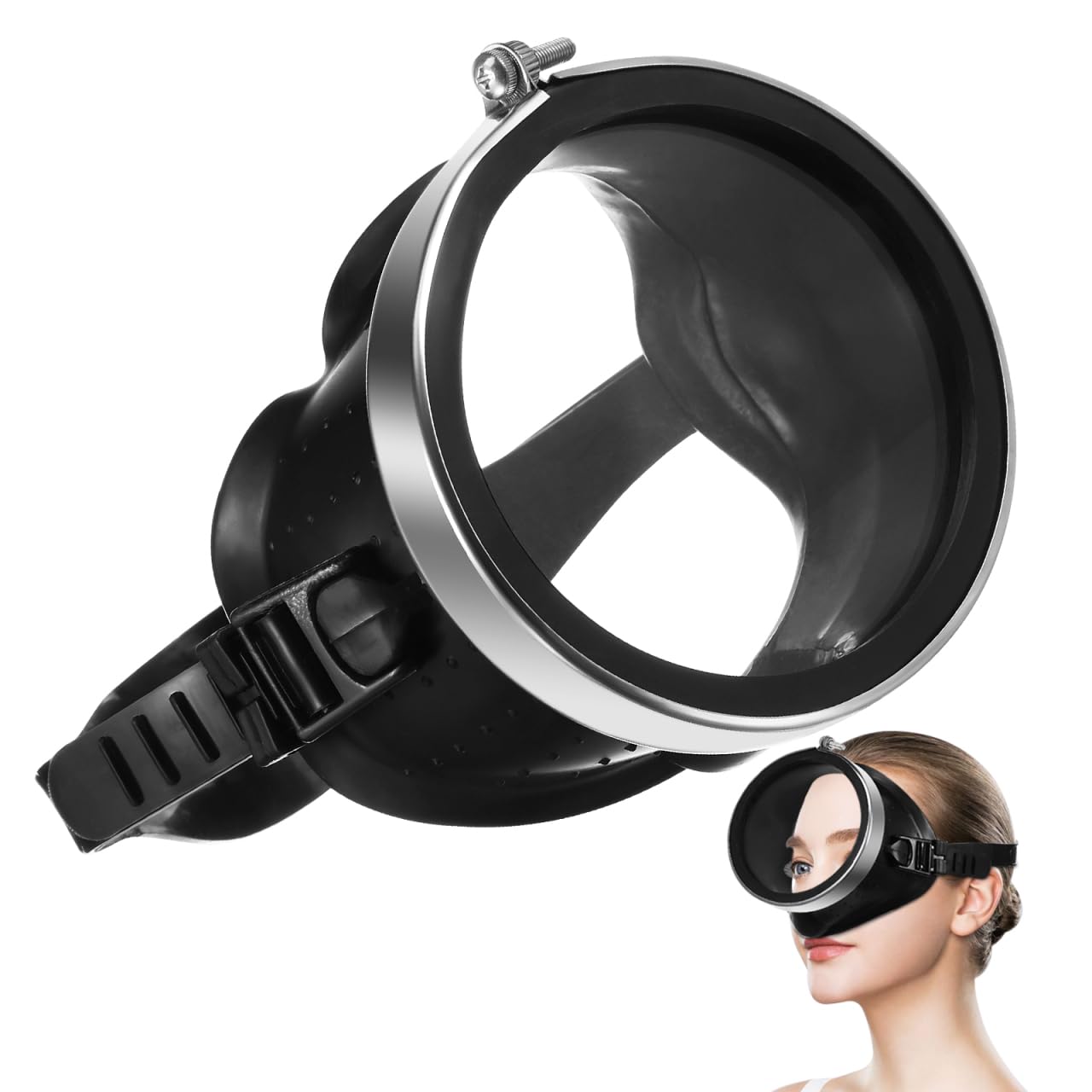 BESPORTBLE Single Lens Snorkel Retro Oval Glass Silicone Scuba Dive Anti- Fog Anti- Leak Diving Swimming Goggles for Men Women