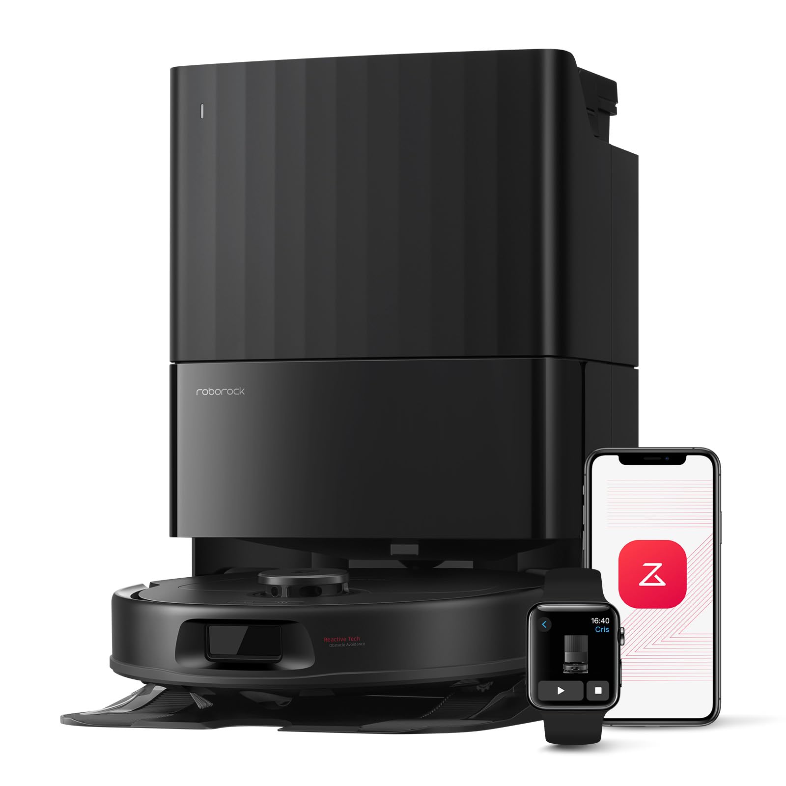 roborock Qrevo S Robot Aspirapolvere 7000Pa con Stazione Autopulente, Svuota Automaticamente la Polvere/Pulisce il Panno Rotante Sollevabile/Ricarica l'acqua (Roborock Qrevo S Nero)