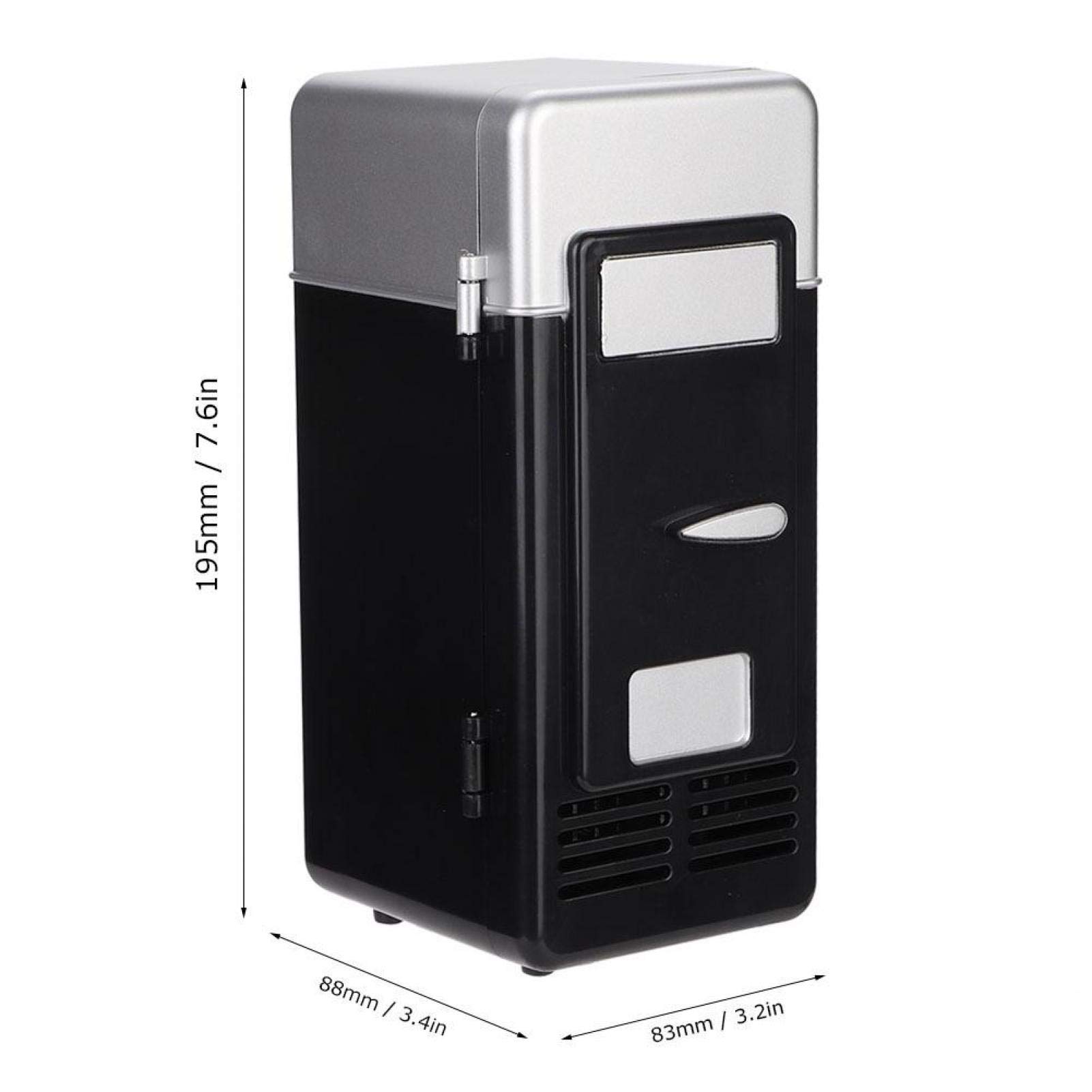 Mini refrigerador, DC 5V 10W USB Oficina Refrigerador compacto Calefacción y enfriamiento Refrigerador portátil de doble uso Enfriador de bebidas para el cuidado de la piel, alimentos, viajes(negro)