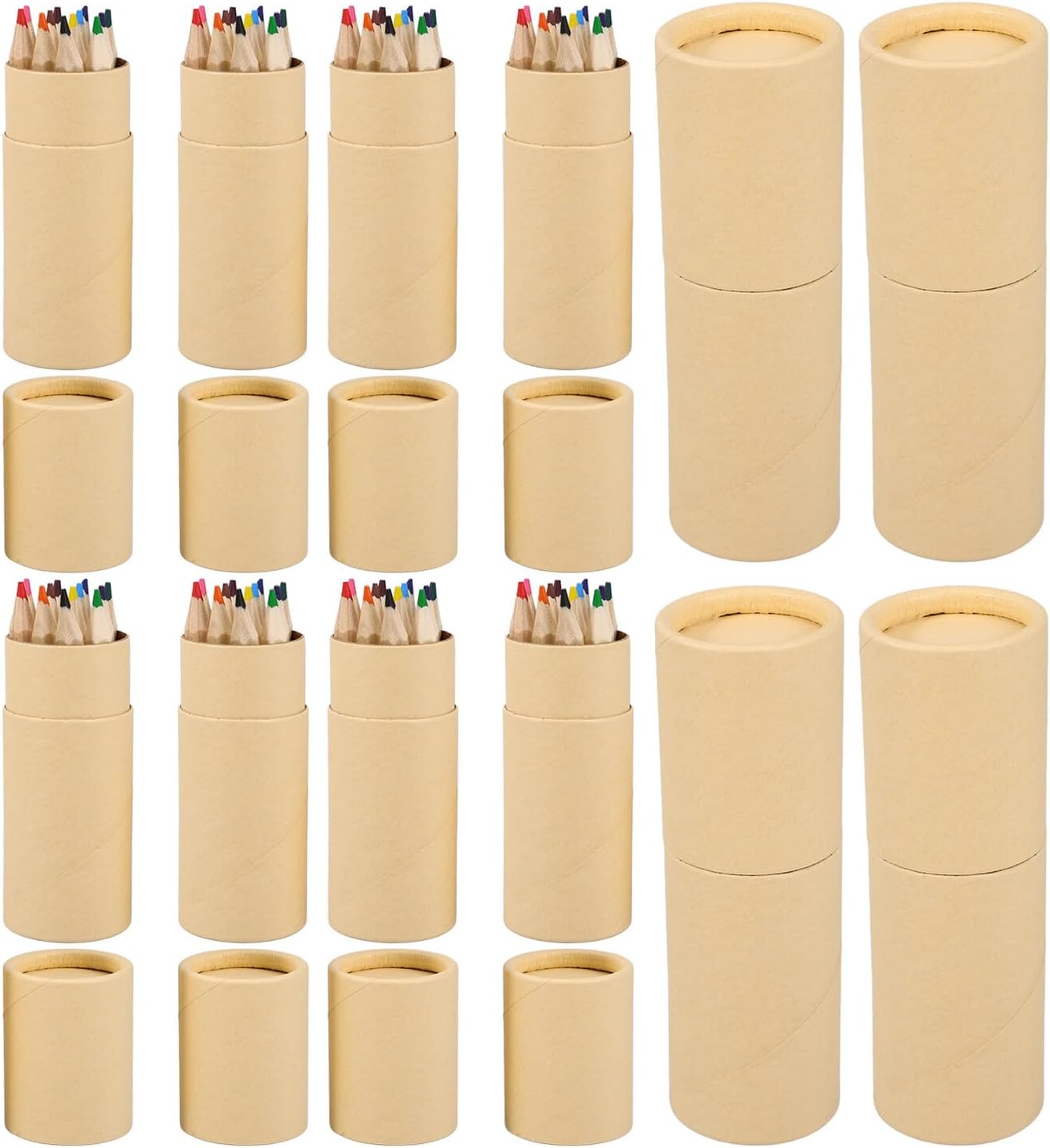 ORFOFE 12-color Wooden Barrel Colored Pencils Set, Multi-use Paint and Drawing Pencils, Short Size Convenient Bulk Pack for School, Office, and Art Projects