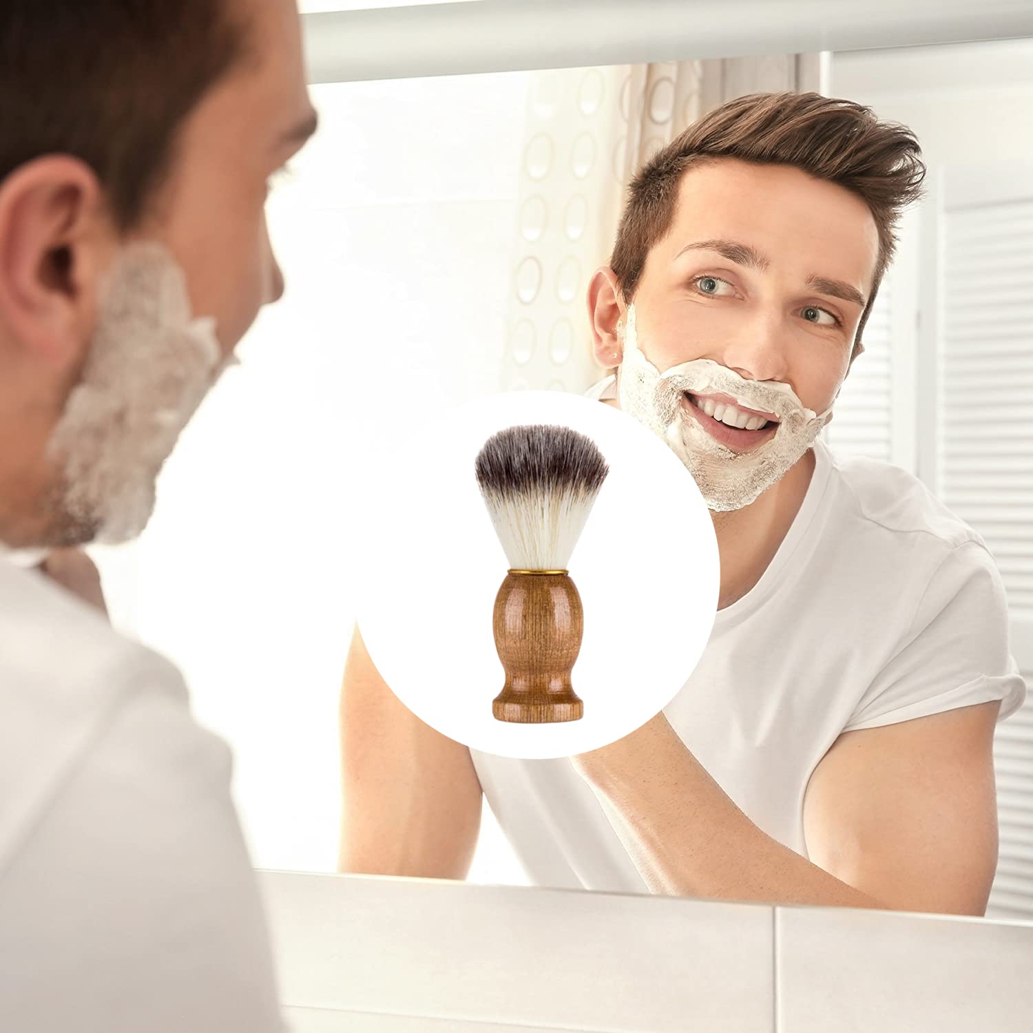 QSHAVE Blaireau de rasage en poils de blaireau 100 % authentique, fait QSHAVE Blaireau de rasage en poils de blaireau 100 % authentique, fait