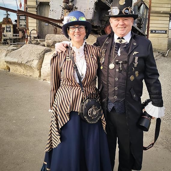 Women's Steampunk Long Striped Jacket Renaissance Victorian Gothic Blazer Jacket Coat3